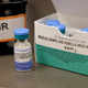 A box of doses from the measles, mumps, and rubella vaccine.